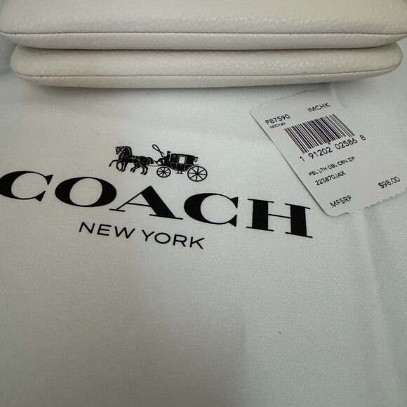 COACH Double Zip Chalk Leather Wristlet NWT - Picture 5 of 7